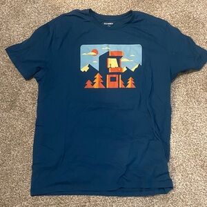 Old Navy Teal T-Shirt with Nature Graphic